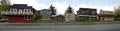 Street level panorama of historic buildings in Haines, AK Royalty Free Stock Photo