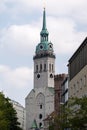 Street level view of Saint Peters Church in Munich Royalty Free Stock Photo