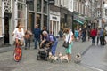 Street life in busy shopping street in Maastricht