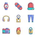 Street life icons set, cartoon style Royalty Free Stock Photo