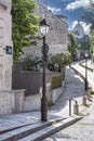 Street life in Montmartre district, Paris. Royalty Free Stock Photo