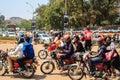 The street life of Uganda`s capital. Crowd of people on the streets and heavy traffic