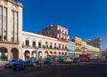 Street life view on the mainstreet in Havana Cuba with classic cars Royalty Free Stock Photo