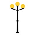 Street light black silhouette isolated on white background. Set of modern and vintage street lights. Elements for landscape Royalty Free Stock Photo