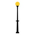 Street light black silhouette isolated on white background. Set of modern and vintage street lights. Elements for landscape Royalty Free Stock Photo