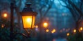 Street Light Illuminated in Darkness. Generative AI Royalty Free Stock Photo