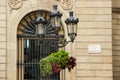 Street light lantern next to Barcelona City Hall, Spain