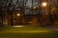 street light in a park in the city of Prague on Petrinsky hill Royalty Free Stock Photo