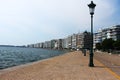 Street light pole on the seafront of Thessaloniki Royalty Free Stock Photo