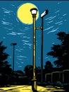 A Street Light And Street Signs - Solitary lamppost trying to shine its yellow light Royalty Free Stock Photo