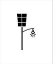 Street light with solar panel line icon. Royalty Free Stock Photo