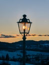 Street light in the sunset