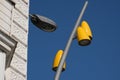 Street lighting designed to prevent birds landing.