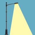 Street lighting flat banner. City night street light with light from streetlight lamp. Outdoor Lamp post in flat style