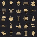 Street lighting icons set, simple style