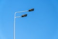 Street lighting, supports for ceilings with led lamps. concept of modernization and maintenance of lamps, place for text, day Royalty Free Stock Photo