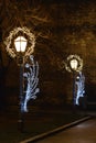 Street lights with Christmas decoration, Zagreb, Croatia