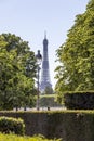 Street lights and the Eiffel Tower in the background, in Paris Royalty Free Stock Photo