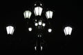 Street lights at night. Black and white photo. Royalty Free Stock Photo