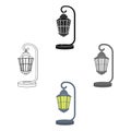 Street lights in retro style. Lamppost single icon in cartoon,black style vector symbol stock illustration web. Royalty Free Stock Photo