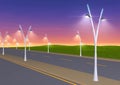 Street lights shining at dawn on the highway - 3d illustration