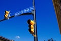 Pearl St Mall Sign Boulder, Colorado with Street Lights