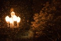 Street Lights in snow at night Royalty Free Stock Photo