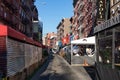 Street with Outdoor Dining Structures at Restaurants in Little Italy of New York City during the Covid 19 Pandemic