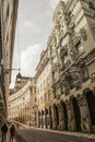 A street in Lisbon, Portugal. Baroque building.