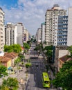 Street with little traffic and few cars in front of the lockdown decreed during the COVID-19 pandemic in Brazil