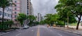 Street with little traffic and few cars in front of the lockdown decreed during the COVID-19 pandemic in Brazil