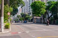 Street with little traffic and few cars in front of the lockdown decreed during the COVID-19 pandemic in Brazil