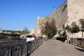 A street located on the edge of the Jerusalem Fortress Walls. Royalty Free Stock Photo