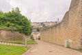 Street in Luxembourg city along the medieval city wall