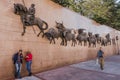 Street in Madrid with monuments.