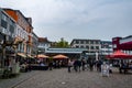 Street with many bars, restaurants, pizzeria and coffee shops in Herford