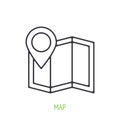 Street map. Outline icon. Vector illustration. City navigation to famous places. Symbol of summertime, travel and tourism