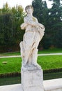 Street, marble statue, castle in Castelfranco Veneto, in Italy Royalty Free Stock Photo