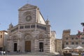 street market and Cathedral, Grosseto, Italy