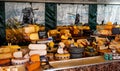 Street market cheese stall on a market square in Hoofddorp