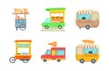 Street market icon set, cartoon style Royalty Free Stock Photo