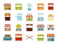 Street market icon set, flat style Royalty Free Stock Photo