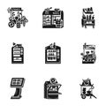 Street market kiosk icon set, simple style