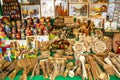 Street market in Old Town where variety wood products