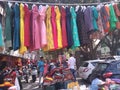 Street market selling clothes for all ages in bengaluru.