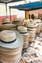 Street market selling hats and souvenirs in the touristic town o Royalty Free Stock Photo