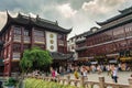 Street markets and tourist shops at the Old City God Temple commercial area in the old part of Shanghai, China Royalty Free Stock Photo