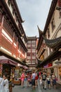 Street markets and tourist shops at the Old City God Temple commercial area in the old part of Shanghai, China Royalty Free Stock Photo