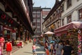 Street markets and tourist shops at the Old City God Temple commercial area in the old part of Shanghai, China Royalty Free Stock Photo