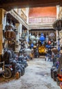 Street of Marrakesh market with traditional souvenirs, Morocco Royalty Free Stock Photo